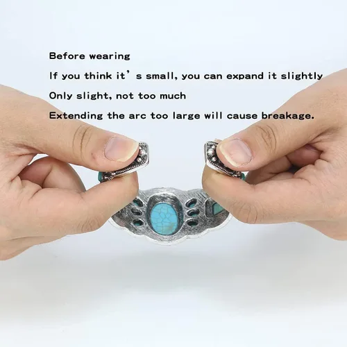 Vista 5 de Pulsera de turquesa comprimida con base chapada en rgentium antiguo para mujer, joyería de moda