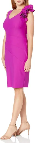 Vista 16 de Alex Evenings - Vestido largo adelgazante para mujer con falda lateral fruncida y volante en cascada Negro
