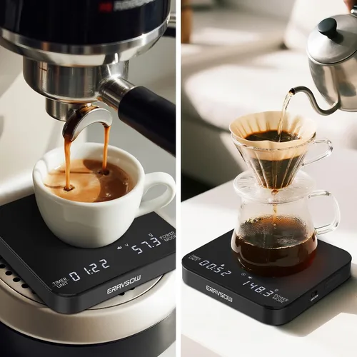 Vista 7 de Báscula de café con temporización automática, mini báscula recargable de espresso con temporizador, báscula de alta precisión de 2kg/0.1g