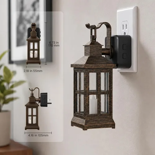 Vista 5 de L LOHAS LED Luz nocturna, farol de vela, luces nocturnas enchufables