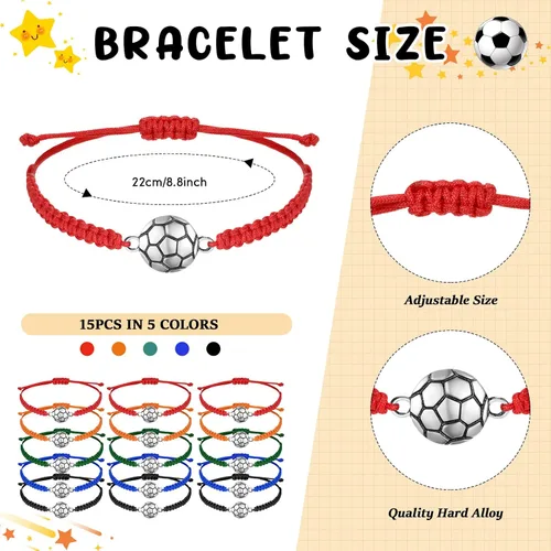 Vista 3 de Sabary Juego de 30 recuerdos de fiesta temática deportiva, 15 bolígrafos de fútbol, 15 pulseras temáticas de fútbol, bolígrafos de bolígrafo