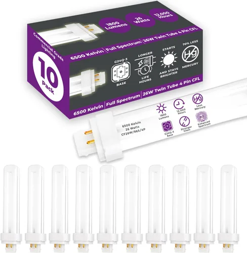 Vista 52 de GoodBulb Bombillas CFL de 13 W, base GX23 de 2 pines, 2700 K, blanco suave, 13 W, alto rendimiento, 800 lúmenes, bombillas fluorescentes compactas