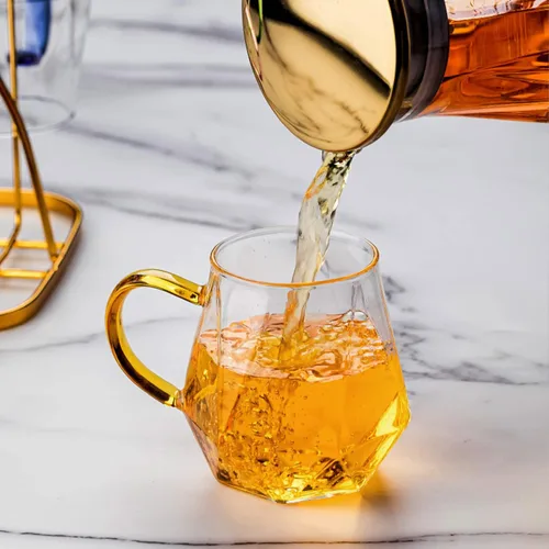 Vista 5 de AEFPOYMXU Juego de 2 tazas de café de vidrio transparente de 10 onzas con asa, resistente al calor, para licor, té, bebidas de leche, café