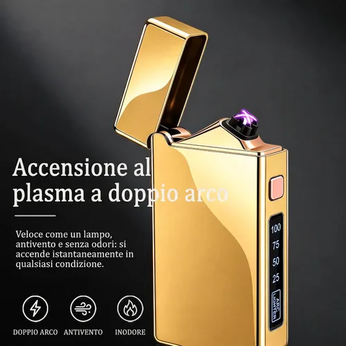 Vista 4 de SKRFIRE Premium Double Arc Electric Lighter with Smart LED Digital Display, Battery Display, Windproof, USB Rechargeable, Flameless Plasma Lighter