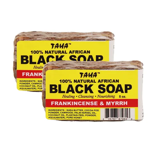 Vista 6 de Taha Barra de jabón negra africana, orgánica y 100% natural, calmante e hidratante, limpieza saludable, ideal para manchas, acné, cuero cabelludo