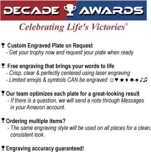 Vista 8 de Decade Awards Trofeo de pedestal dorado para inodoro con insertos opcionales, 7 pulgadas de alto, placa grabada bajo petición 1er lugar