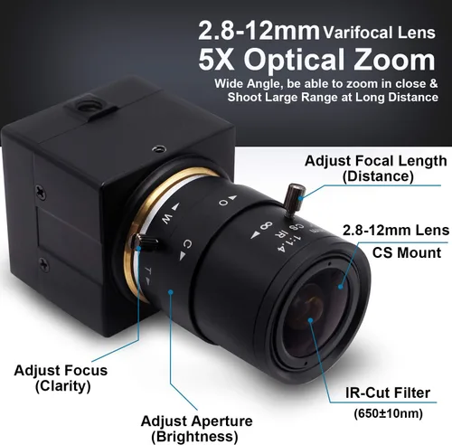 Vista 2 de SVPRO Cámara web USB 1080P HD con lente de zoom de 2.8 a 0.472 in, cámara web de enfoque manual para computadora, cámara H.264 de poca luz