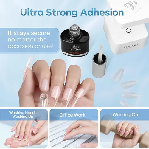 Vista 4 de modelones 2pcs 0.5 fl oz 10 in One X Nail Gel Pegamento Gel Base Coat Brush D-transparente-2