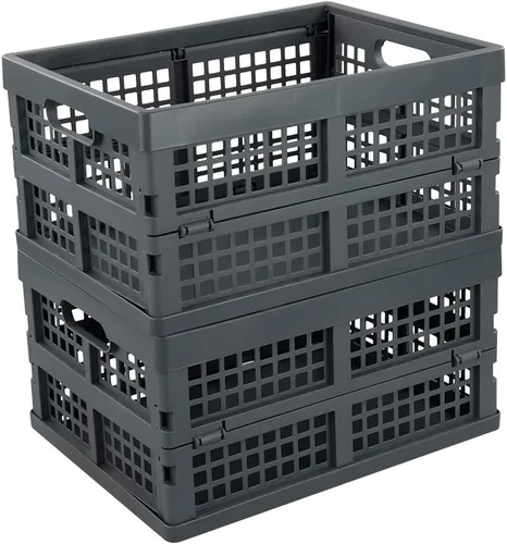 Vista 6 de Ggbin Contenedores de plástico plegables de 16 litros, caja de plástico gris, 2 paquetes