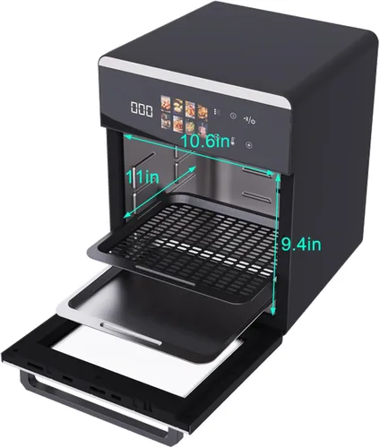 Vista 3 de Horno freidora de aire grande de 18QT con pantalla táctil, combo multifunción de 10 en 1 para freír al aire, asar, hornear, asar a la parrilla