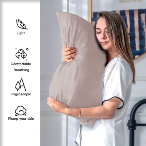 Vista 3 de Funda de almohada de seda de morera natural para cabello y piel, tamaño Queen, 20 x 30 pulgadas, funda de almohada de seda con cremallera oculta