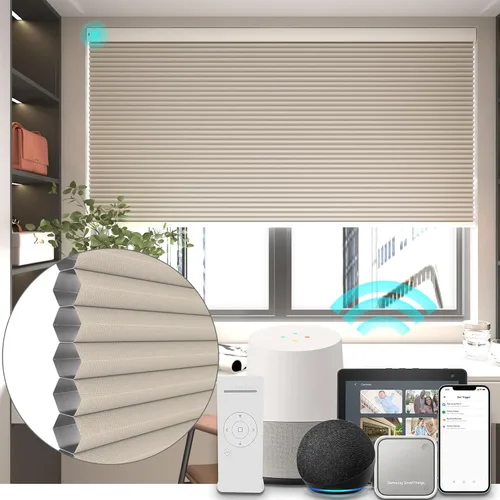 Vista 17 de Changshade Persianas celulares opacas de tamaño personalizado, sin cables, con el diámetro de panales de 1.5 pulgadas, para oficina, sala de estar