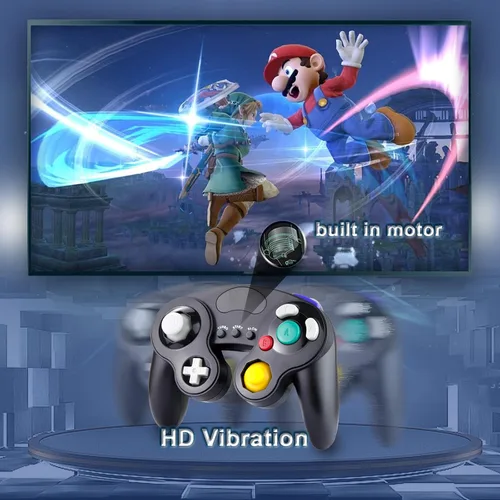 Vista 2 de XIKAYADA Gamecube Controller, Upgraded TURBO & HD Vibration Function, Wired Game Controller for Wii & GC, Double Color Design Style Classical