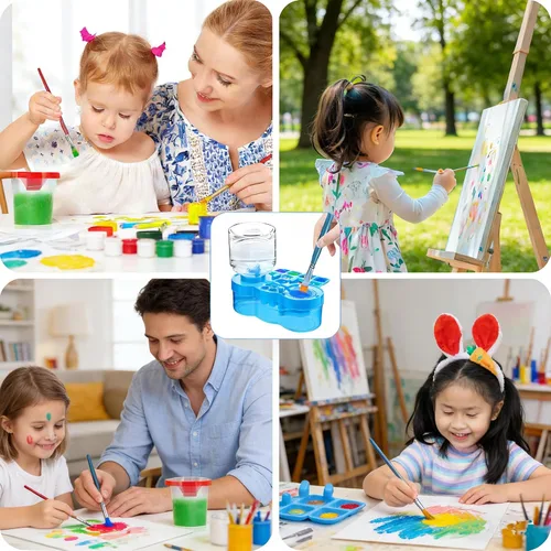Vista 7 de BoAn Herramienta limpiadora de pinceles de pintura mejorada 2025 – Lavadora de pinceles todo en uno, taza de enjuague, soporte y paleta
