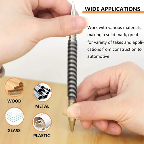 Vista 5 de WHLLING Juego de 2 cabezas dobles combo clavador de uñas, juego de uñas de doble punta 3/32" & 1/8" con resorte, punzón de clavos sin martillo
