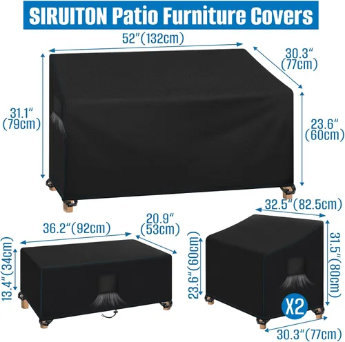 Vista 2 de SIRUITON - Funda impermeable para muebles de exterior, 4 piezas Fundas para muebles de patio, fundas para muebles de patio, 210D, tela resistente
