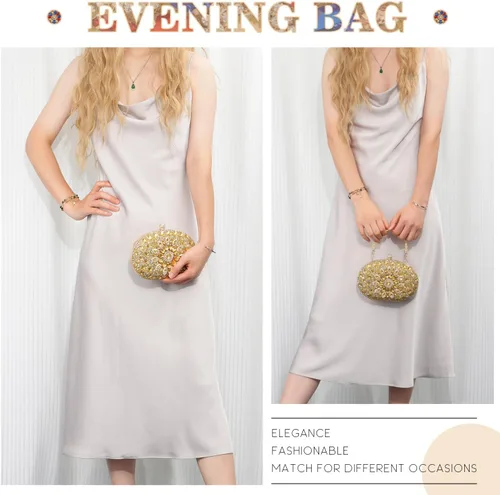Vista 6 de Bolso de mano de noche con diamantes de imitación para mujer, bolsa de mano con diamantes brillantes y brillantes, bolsa de fiesta de boda de cristal