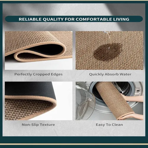 Vista 4 de Alfombras y tapetes de cocina lavables antideslizantes de goma natural para suelos de cocina, piso delantero del fregadero, pasillo, lavandería Beige