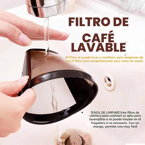 Vista 3 de Hession Filtros reutilizables para cafetera de cono n.º 4, repuesto para filtros de cesta de café Ninja, paquete de 2
