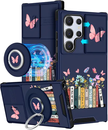 Vista 52 de Funermei Funda para teléfono Samsung Galaxy A15 5G - [2 en 1] Funda para teléfono de mujeres lindas chicas, diseño femenino de mariposa negra