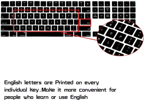 Vista 3 de HRH Funda de teclado de silicona negra para teclado mágico con teclado numérico A1843 MQ052LL/A lanzado en 2017 (diseño de EE. UU.)