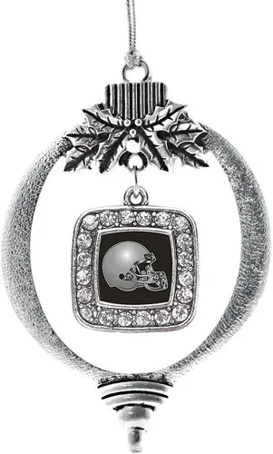 Vista 142 de Inspired Silver - Adorno con dije de reina de rodillo - Adornos navideños cuadrados de plata con joyas de circonita cúbica