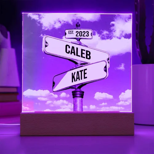 Vista 4 de Placa acrílica personalizada, letrero de calle vintage para parejas, letrero de calle Crossroads el mejor regalo para parejas, nombre personalizado