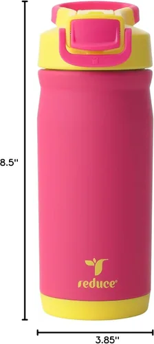 Vista 29 de Reduce Hydrate Pro Kids - Botella de agua aislada de acero inoxidable de 14 onzas con pajilla, vaso a prueba de derrames para niños, retención