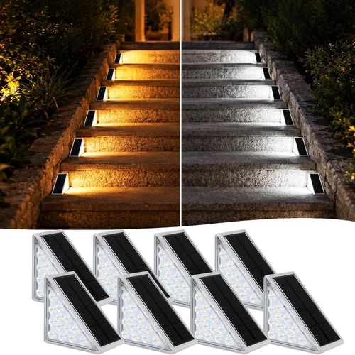 Vista 10 de AUDLES Luces LED Solares para Escalones Impermeables Luces para Escaleras Exteriores, Luz Solar para Terraza Decoración Exterior IP67 Luz de Blanco