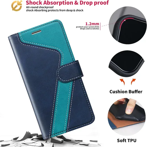 Vista 5 de Funda tipo cartera para Samsung Galaxy Note 8, funda de piel con bloqueo RFID, soporte magnético con tapa abatible, a prueba de golpes, compatible