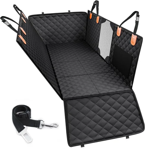 Vista 10 de PETICON Extensor de asiento trasero para perros, funda de asiento de coche para perro de fondo duro, soporta 400 libras, funda de asiento trasero