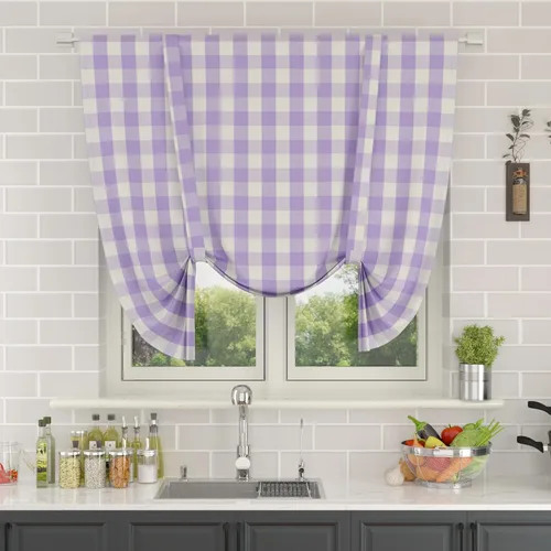 Vista 242 de Cenefas de cortina para ventana de 16 pulgadas de largo, 2 paneles de cuadros búfalo, cortinas pequeñas con bolsillo para barra, estilo clásico