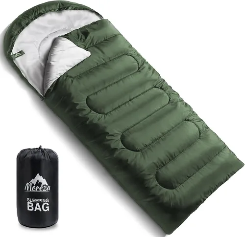 Vista 12 de MEREZA Sacos de Dormir XL para Adultos Clima Frío Saco de Dormir Grande y Ancho para Chicas y Chicos Grandes y Altos con Bolsa de Compresión