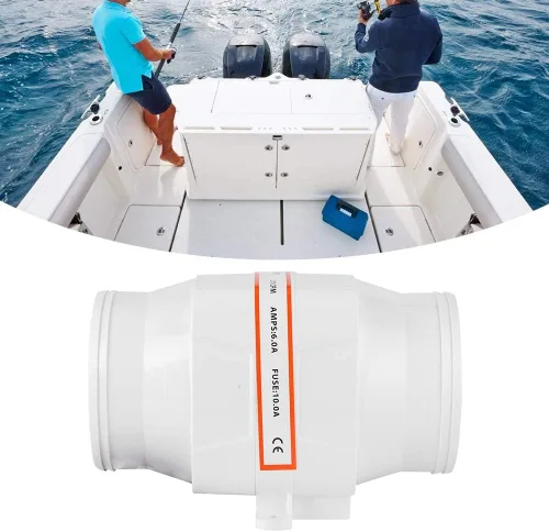 Vista 2 de Ventilador de soplador impermeable, soplador de 12 V, soplador de aire de sentina marina, soplador de aire en línea de 4 pulgadas, ventilador