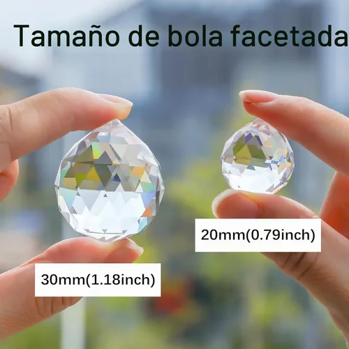 Vista 2 de Crystalsuncatcher - 10 piezas de lámpara de araña de cristal de cristal, piezas de prismas de cristal arcoíris, piezas de bricolaje, adornos de bola