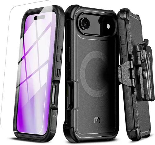 Vista 11 de M MYBAT PRO Funda para iPhone Air con funda de clip para cinturón, [compatible con Magsafe] con protector de pantalla, anticaídas, a prueba de Verde