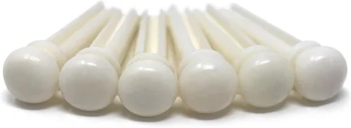Vista 12 de Pasadores de puente de hueso ranurado Crosby Pure Bone con incrustación de punto de abulón para guitarra acústica de 6 y 12 cuerdas Hueso ranurado