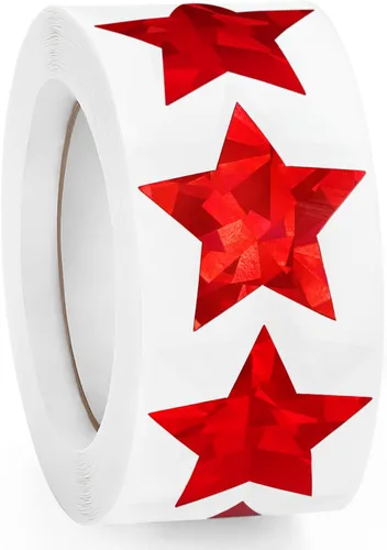 Vista 14 de 500 calcomanías de estrellas multicolor para recompensas infantiles, calcomanías holográficas de estrellas de 1 pulgada para bricolaje