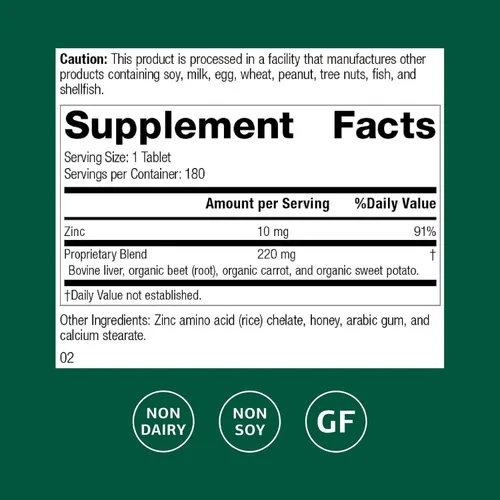 Vista 2 de Quelato de zinc de proceso estándar – Ofrece apoyo inmunológico natural y ayuda a la salud de la piel – Excelente fuente de zinc – Sin gluten, sin