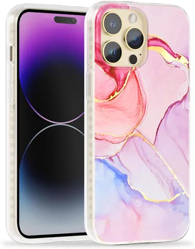 Vista 30 de SCORPIFY Funda para iPhone 14 Pro Max con diseño iridiscente de mariposa azul, bonita funda transparente para mujeres y niñas