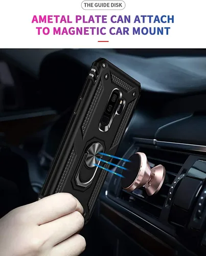 Vista 3 de Funda para Samsung Galaxy S9 Plus (no compatible con el S9 estándar) con protectores de pantalla HD, soporte de anillo de metal de grado militar