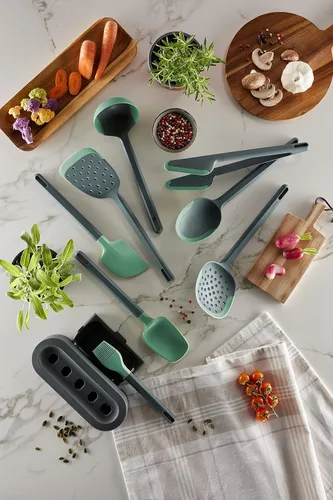 Vista 6 de Lékué Essential Cooking - Juego de herramientas (5 piezas), color gris con verde