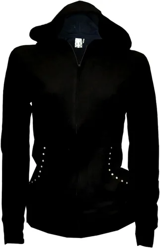 Vista 2 de Sudadera con capucha con diseño de alas de ángel Bling Bling, tamaño grande, con cremallera