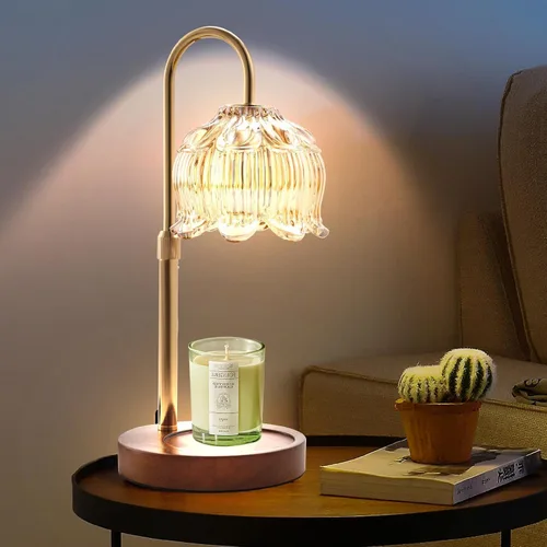 Vista 28 de GEEZO - Lámpara calefactora de fragancia para velas, calentador de velas eléctrico con temporizador y regulador de intensidad, regalos de Navidad