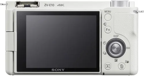 Vista 3 de Sony ZV-E10 Cámara sin espejo (cuerpo, blanco) (ILCZV-E10/W) + tarjeta de memoria de 64 GB + bolsa + lector de tarjetas + cable HDMI + trípode