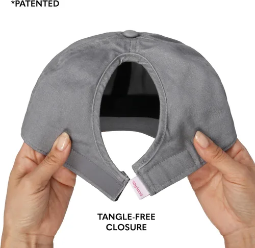 Vista 4 de Ponyflo Sombrero de cola de caballo de algodón, gorras de cola de caballo para mujer, diseñadas para todo tipo de cabello