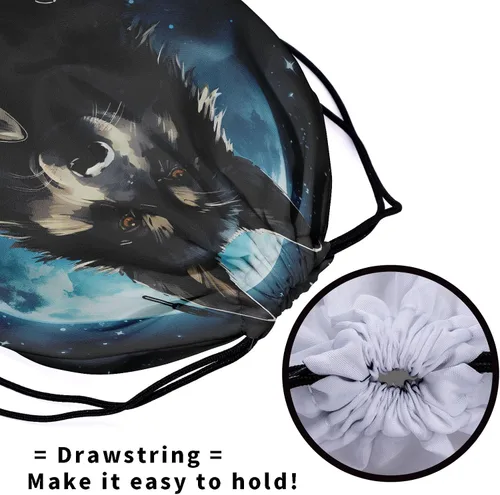 Vista 96 de Bolsa de agarre de gimnasia de piel de animal, bolsa de gimnasia con cordón ajustable, bolsa de cuerda para fauna silvestre, Mariposas Galaxy