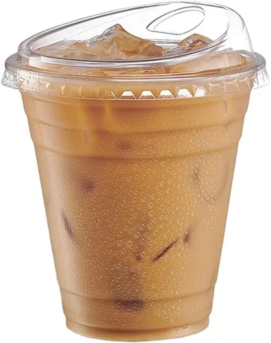 Vista 4 de GUSTO Vasos de plástico transparente con tapas [12 oz - 100 unidades] – Vasos desechables para bebidas de café helado con tapas sin pajilla para 12