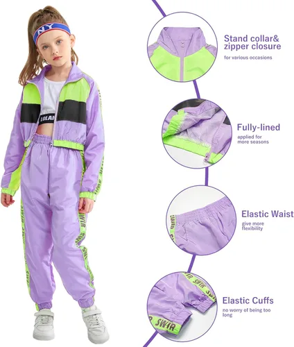 Vista 7 de Conjunto de Ropa de Baile para Niñas, Traje de Interpretación de Equipo de Hip Hop y Jazz Moderno, Conjuntos de Ropa de Baile para Niñas