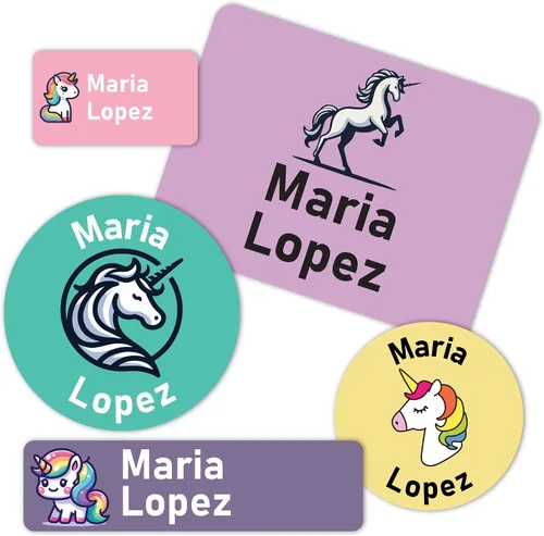 Vista 14 de 130 etiquetas adhesivas de nombre personalizables para niños, etiquetas de nombre de vinilo de alta calidad, perfectas para botellas de agua